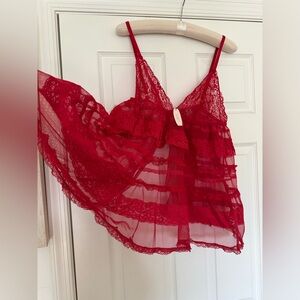 NWT Vintage 2009 Y2K Victoria’s Secret Lingerie Red Lace Chemise Set Classic